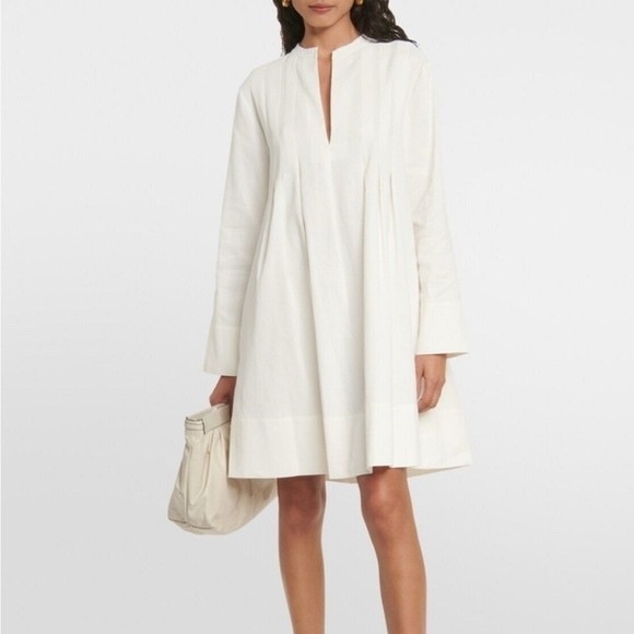 Vince Women\'s White Pleated Long Sleeve Dress Size 10