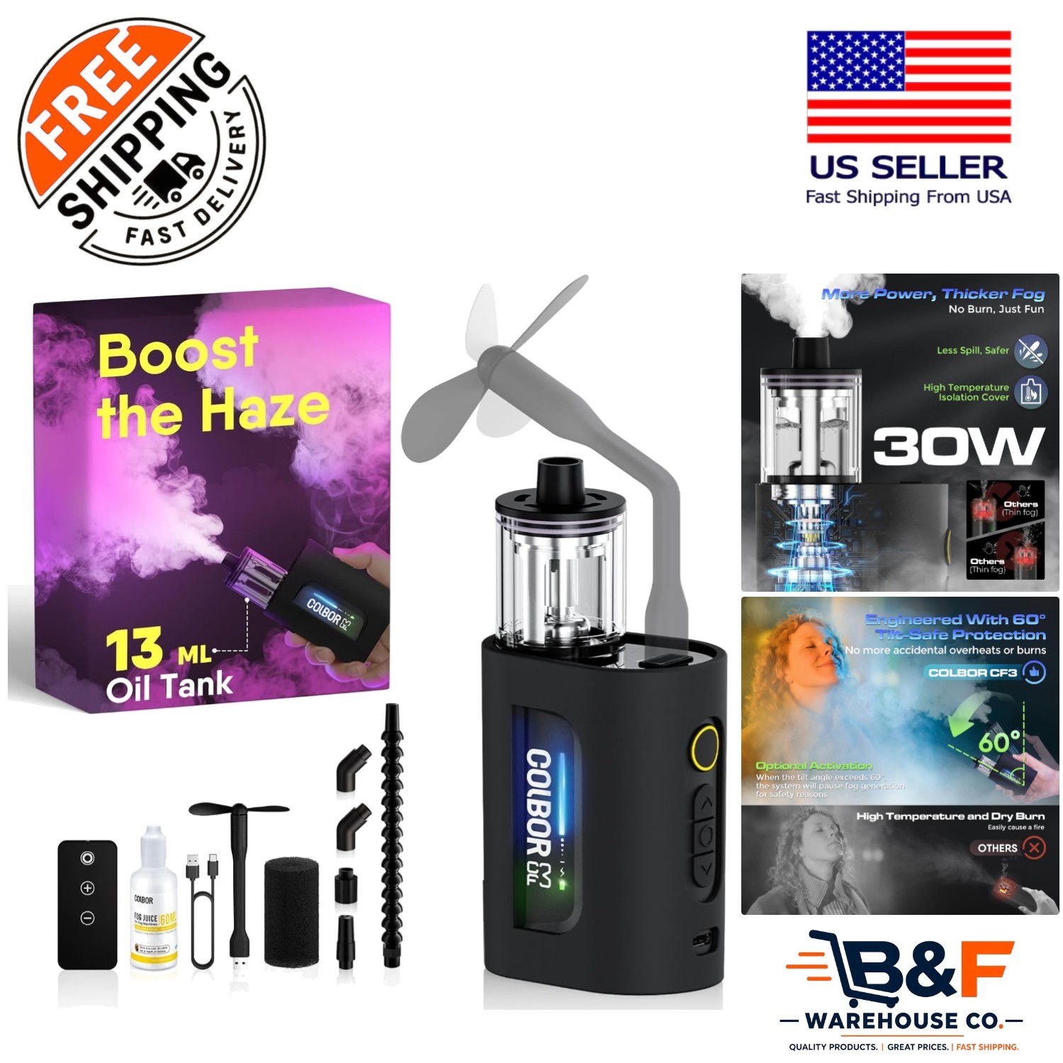 30W Mini Smoke Machine for Stunning Photo Effects - Wireless Remote Included