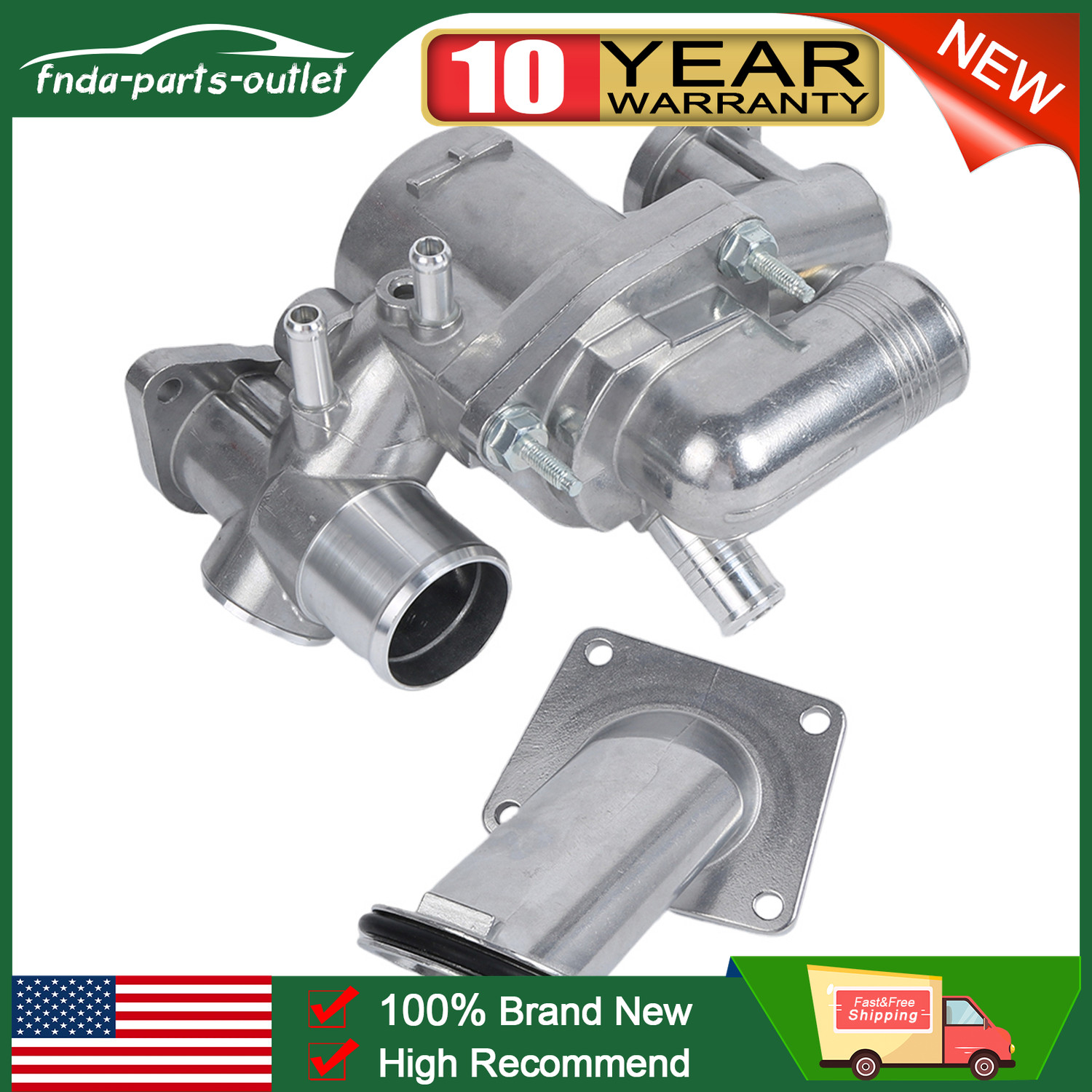 New AJ89485 Aluminum Thermostat Housing For Jaguar S-Type XJ8 XJR 4.2L 2003-2005