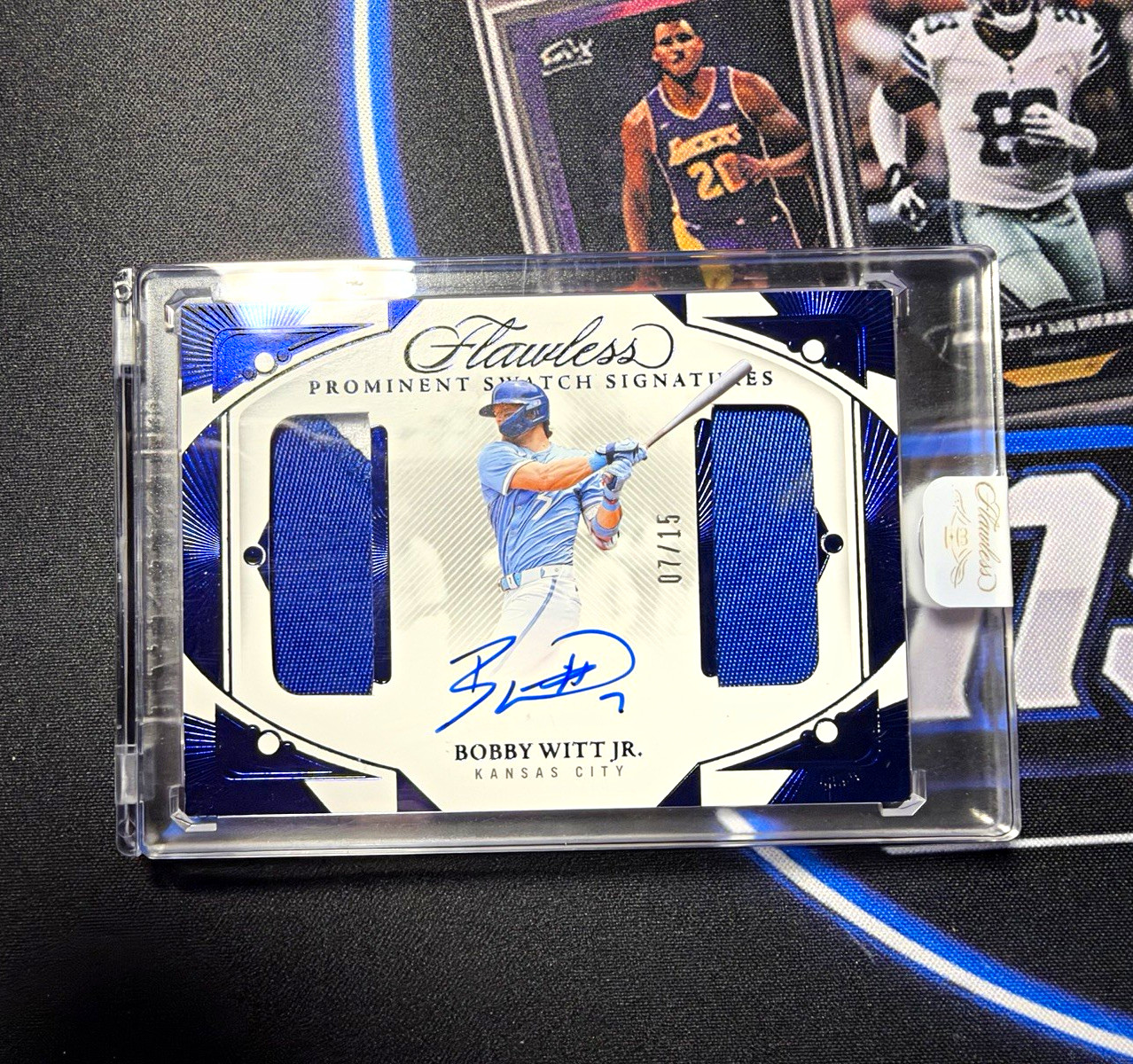 Panini Flawless Bobby Witt Jr Prominent Swatch Auto Patch Sapphire /15 Game Worn Panini Flawless Bobby Witt Jr Prominent Swatch Auto Patch Sapphire /15 Game Worn