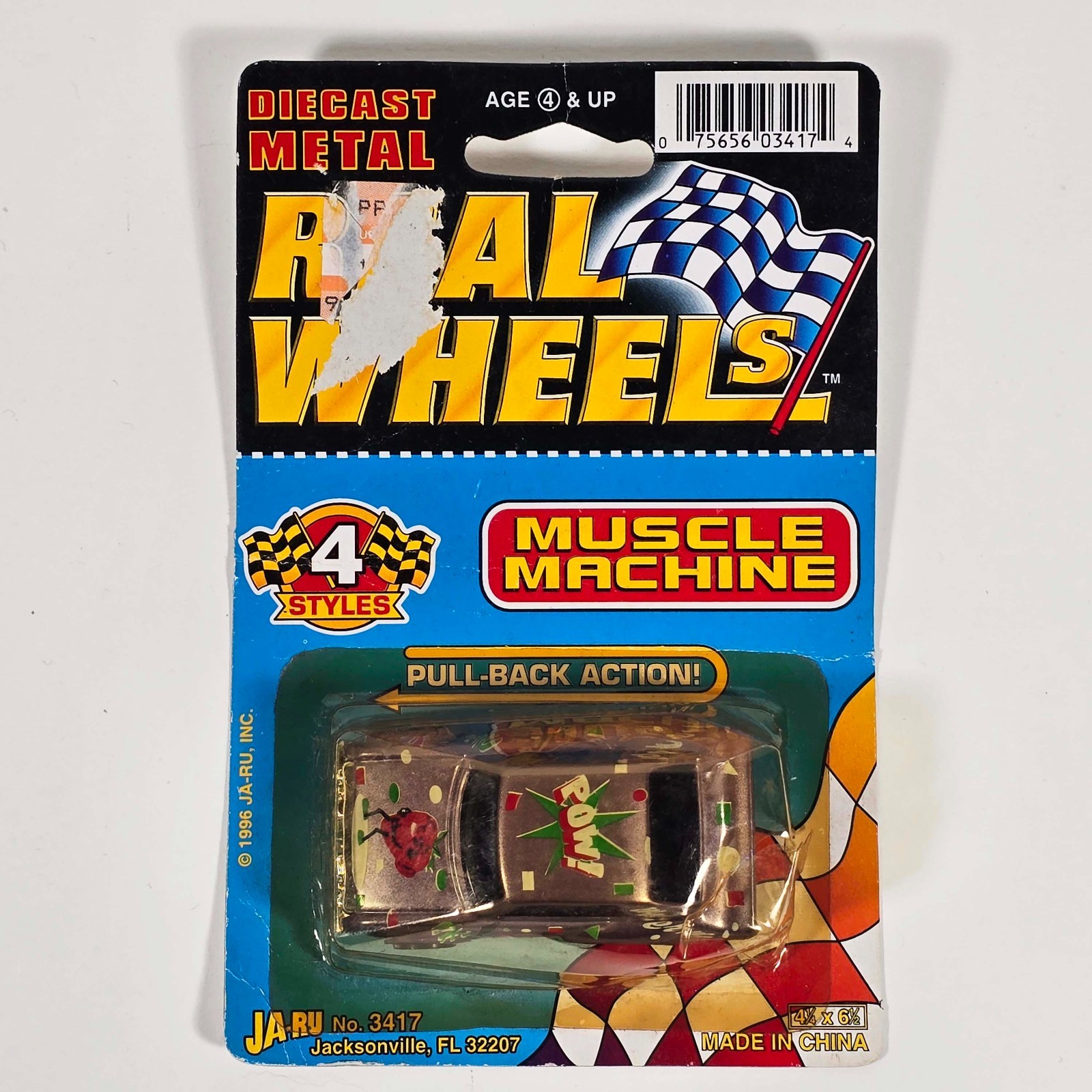 Vintage 1996 JA-RU Real Wheels Muscle Machine Pull Back Action Toy Car No. 3417