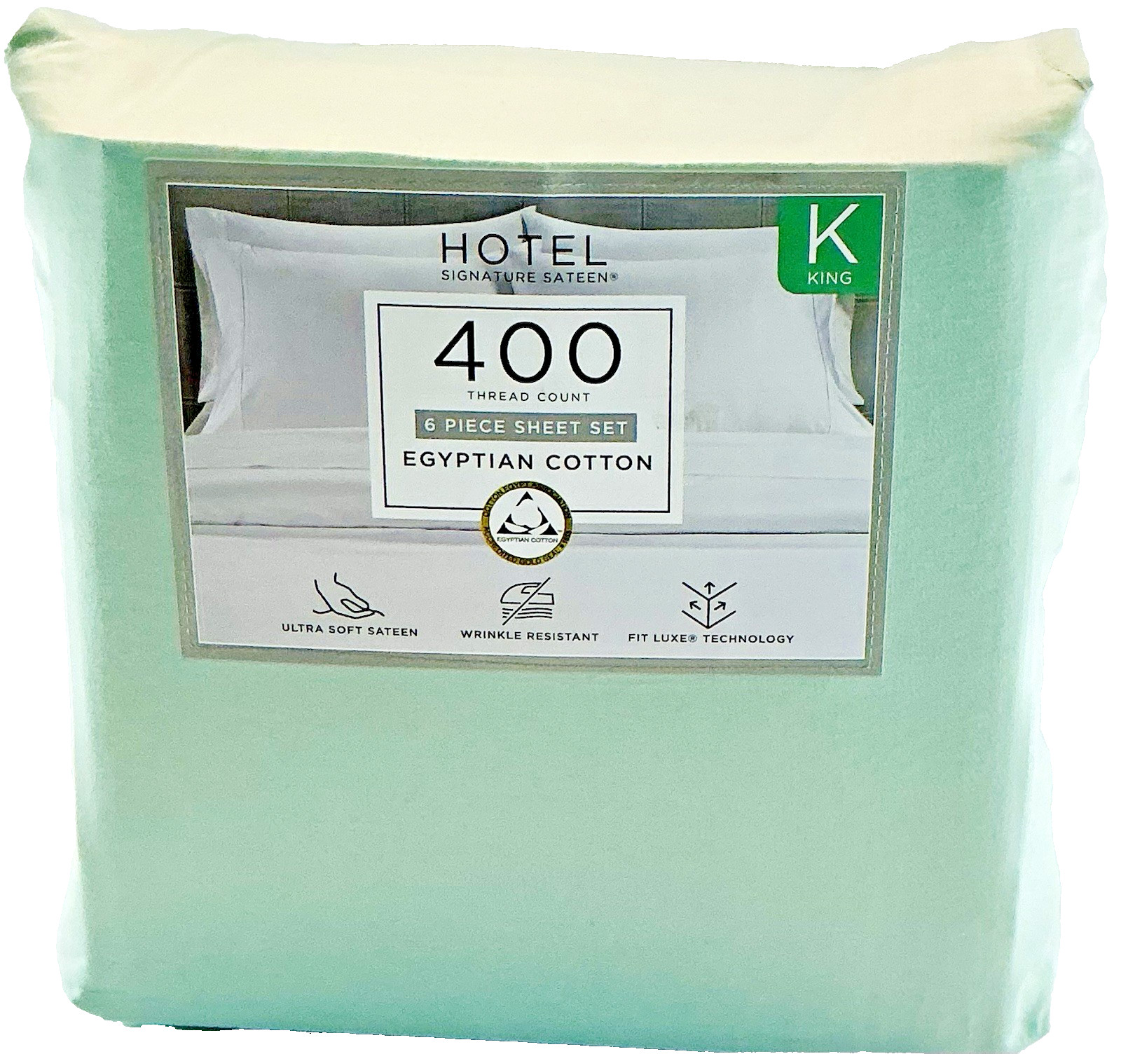 Hotel Signature Sheet Set 6 Piece Egyptian Cotton 400 TC King Blue Green -PO