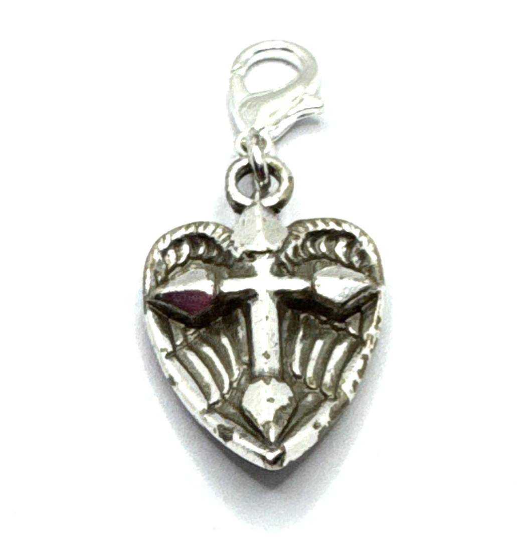Brighton Sanctum Cross Angel Wings Religious Two-Sided Silver Custom Clip Charm Brighton Sanctum Cross Angel Wings Religious Two-Sided Silver Custom Clip Charm