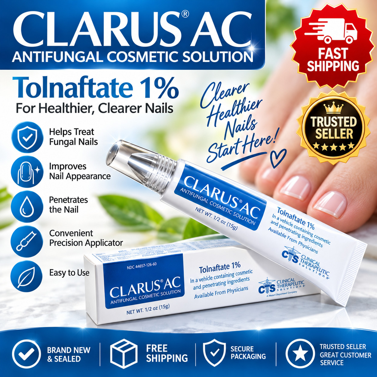 Clarus AC Antifungal Cosmetic Solution, expires: 10/2028  
