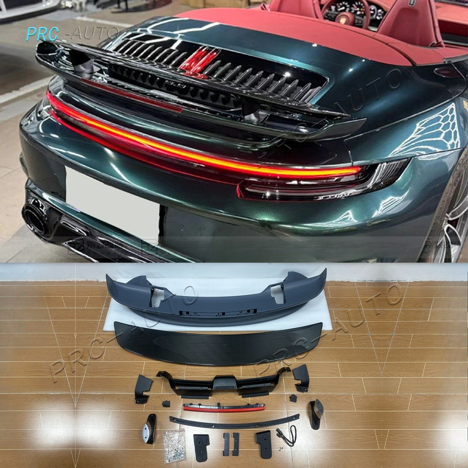 For 19-23 Porsche 911 992 Convertible Upgrade Turbo Rear Trunk Spoiler Lip Wing