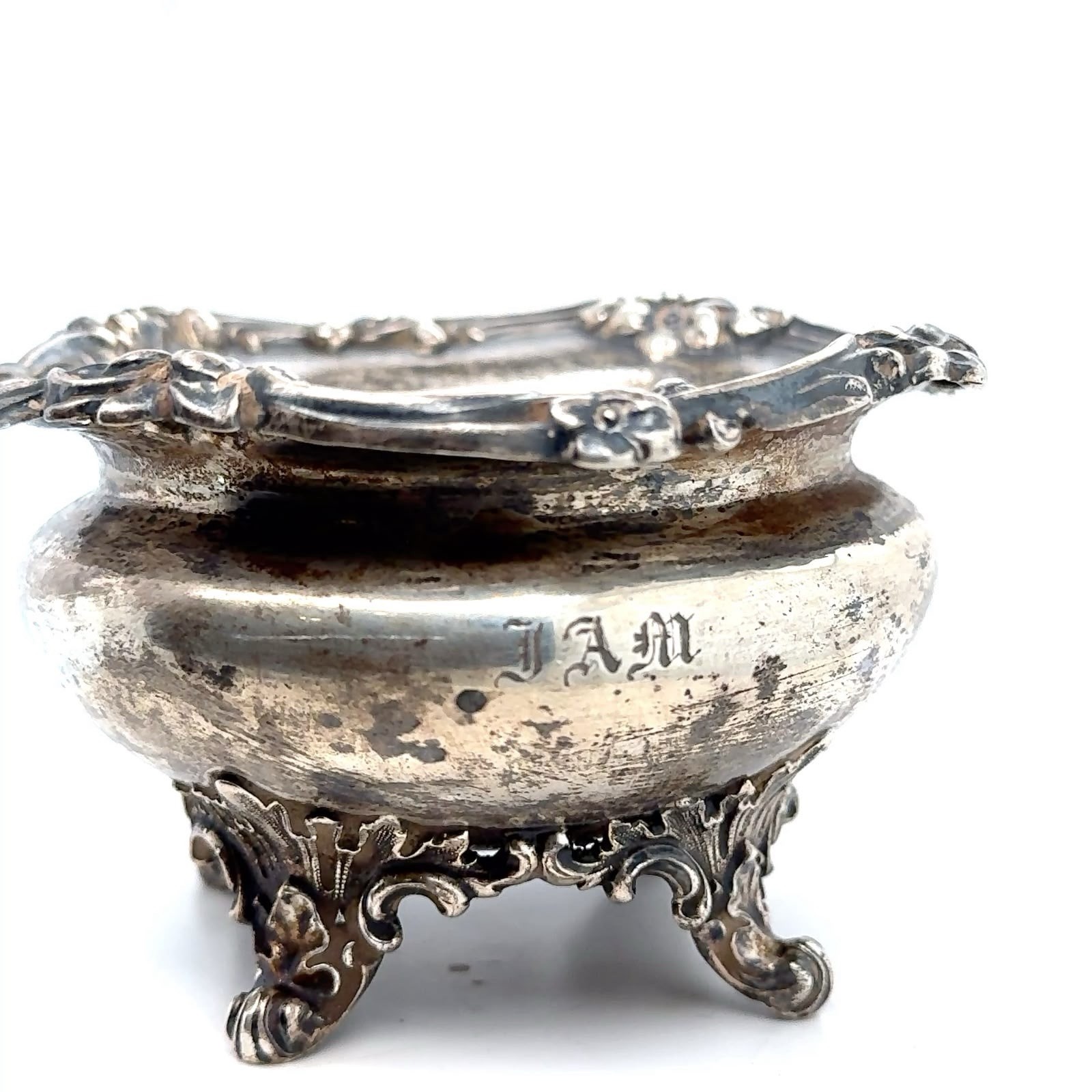 antique vintage footed Sterling Silver (92%) master salt cellar - Weight 111 g antique vintage footed Sterling Silver (92%) master salt cellar - Weight 111 g