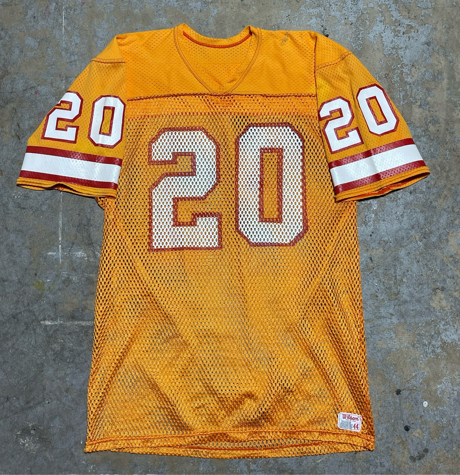 Vtg 1978–81 Tampa Bay Buccaneers Wilson #20 TRAMMELL Creamsicle Jersey Sz 44