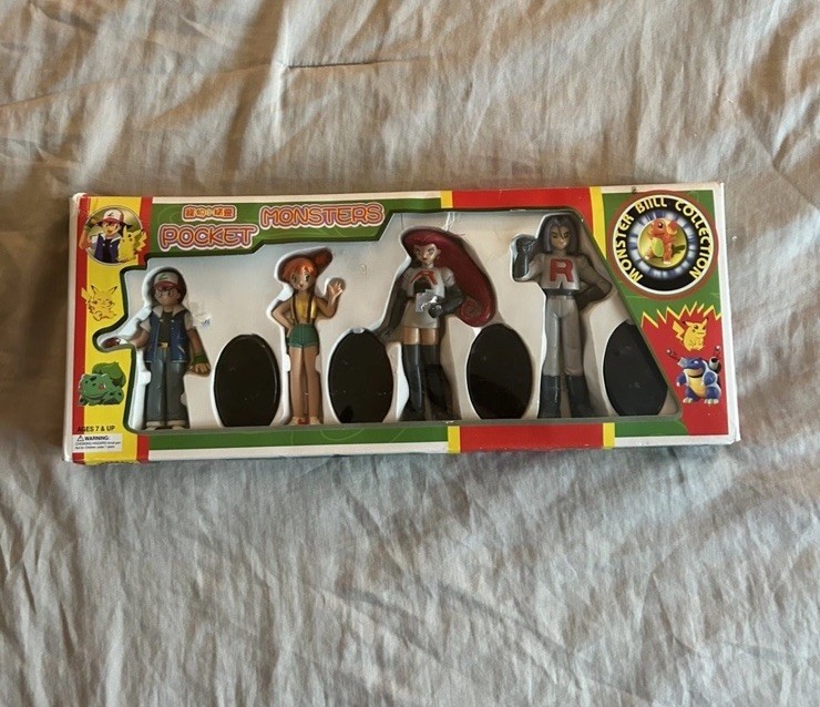 Vintage 1999 Pokémon Pocket Monsters Action Figure Set Ash Misty James Jessie