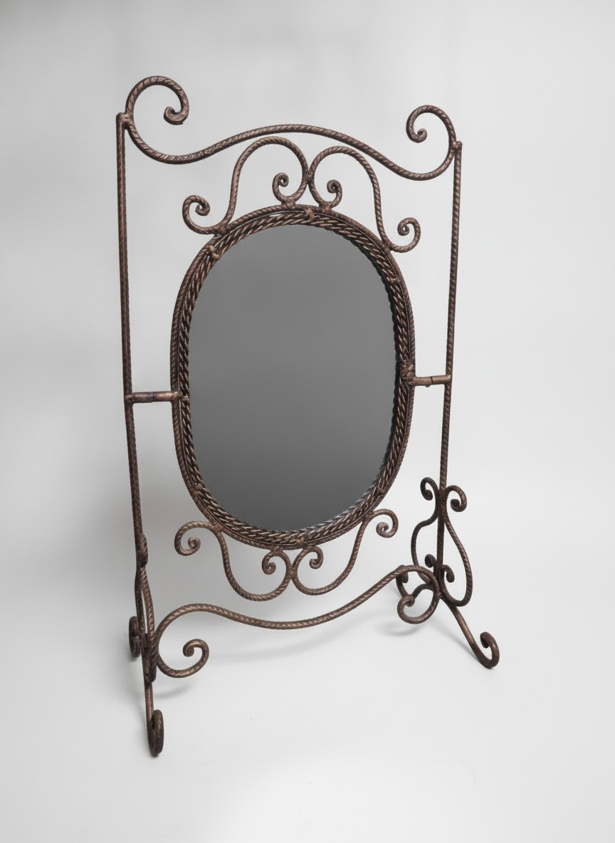 Vintage Hollywood Regency Ornate Metal Tabletop Vanity Swivel Mirror Vintage Hollywood Regency Ornate Metal Tabletop Vanity Swivel Mirror
