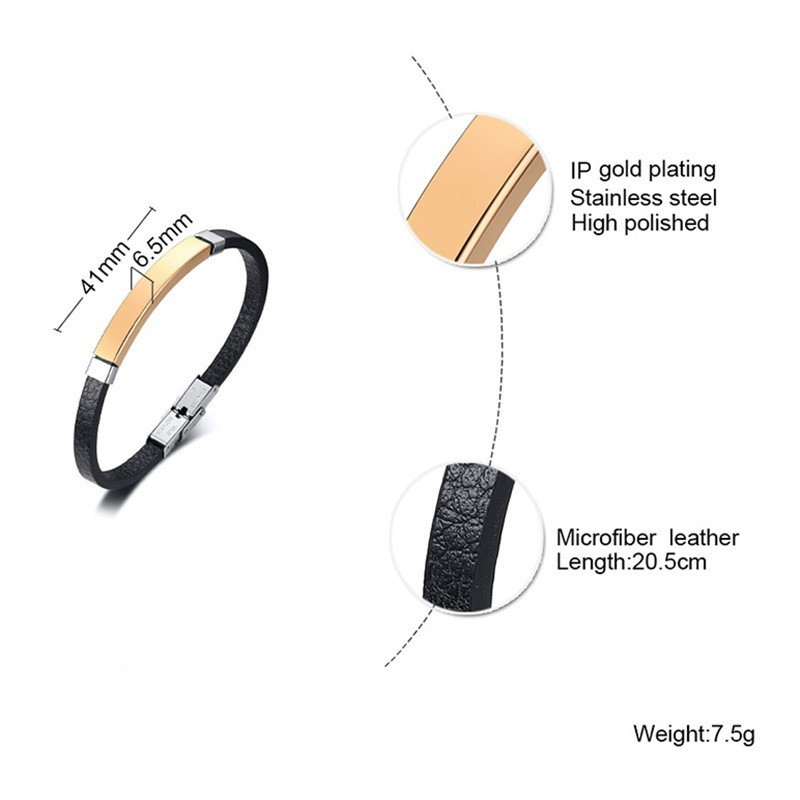 Mens Leather Bracelet Minimalist Braided Wristband Stainless Steel Magnetic Clas