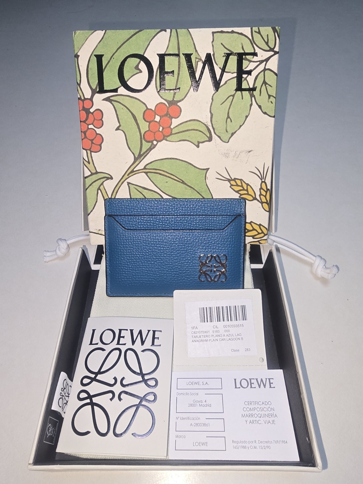 Loewe Anagram Plain Cardholder In Lagoon (Blue/Teal) Loewe Anagram Plain Cardholder In Lagoon (Blue/Teal)