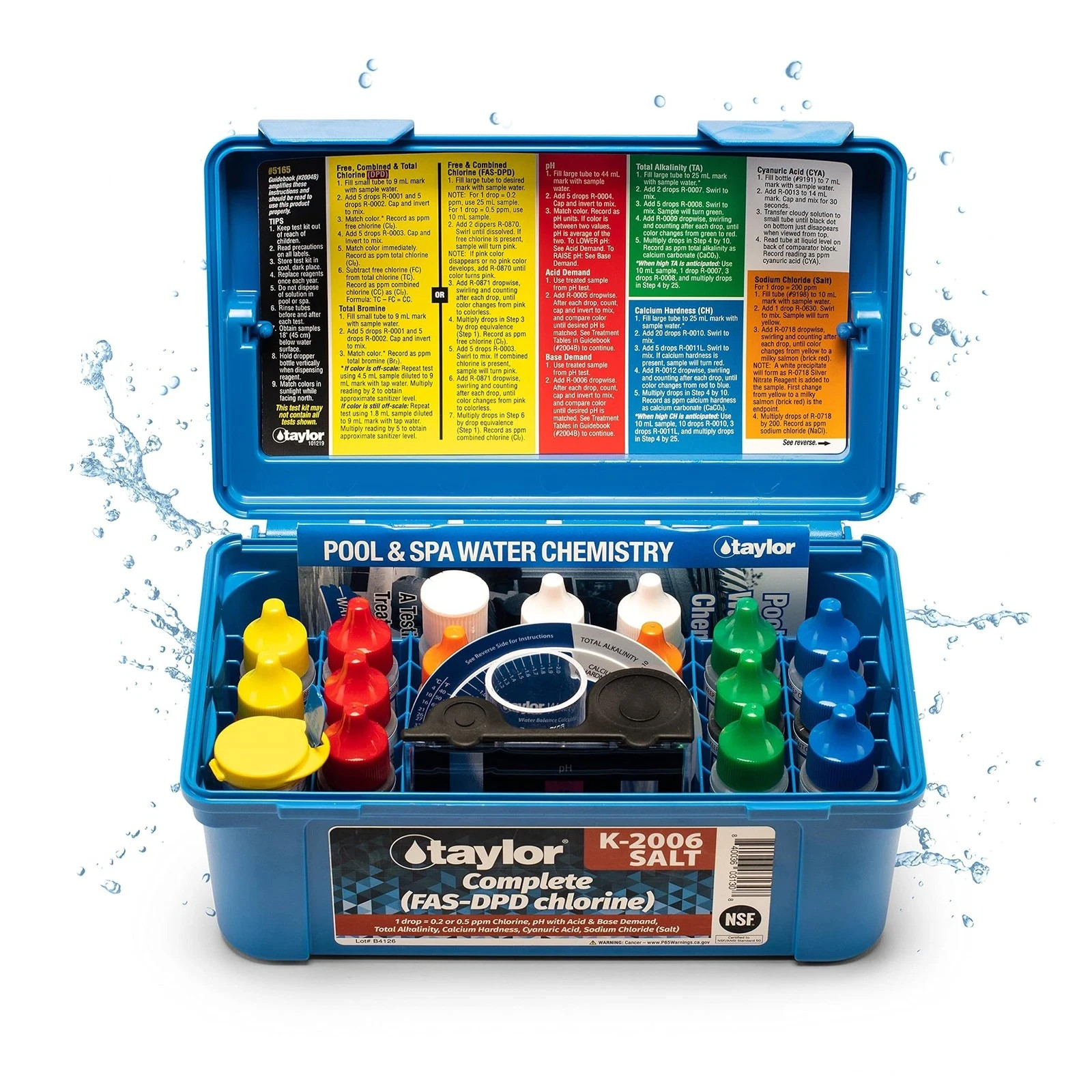 Taylor Technologies K-2006-SALT FAS-DPD, 9-in-1 Saltwater Pool Test Kit | Tests Taylor Technologies K-2006-SALT FAS-DPD, 9-in-1 Saltwater Pool Test Kit | Tests