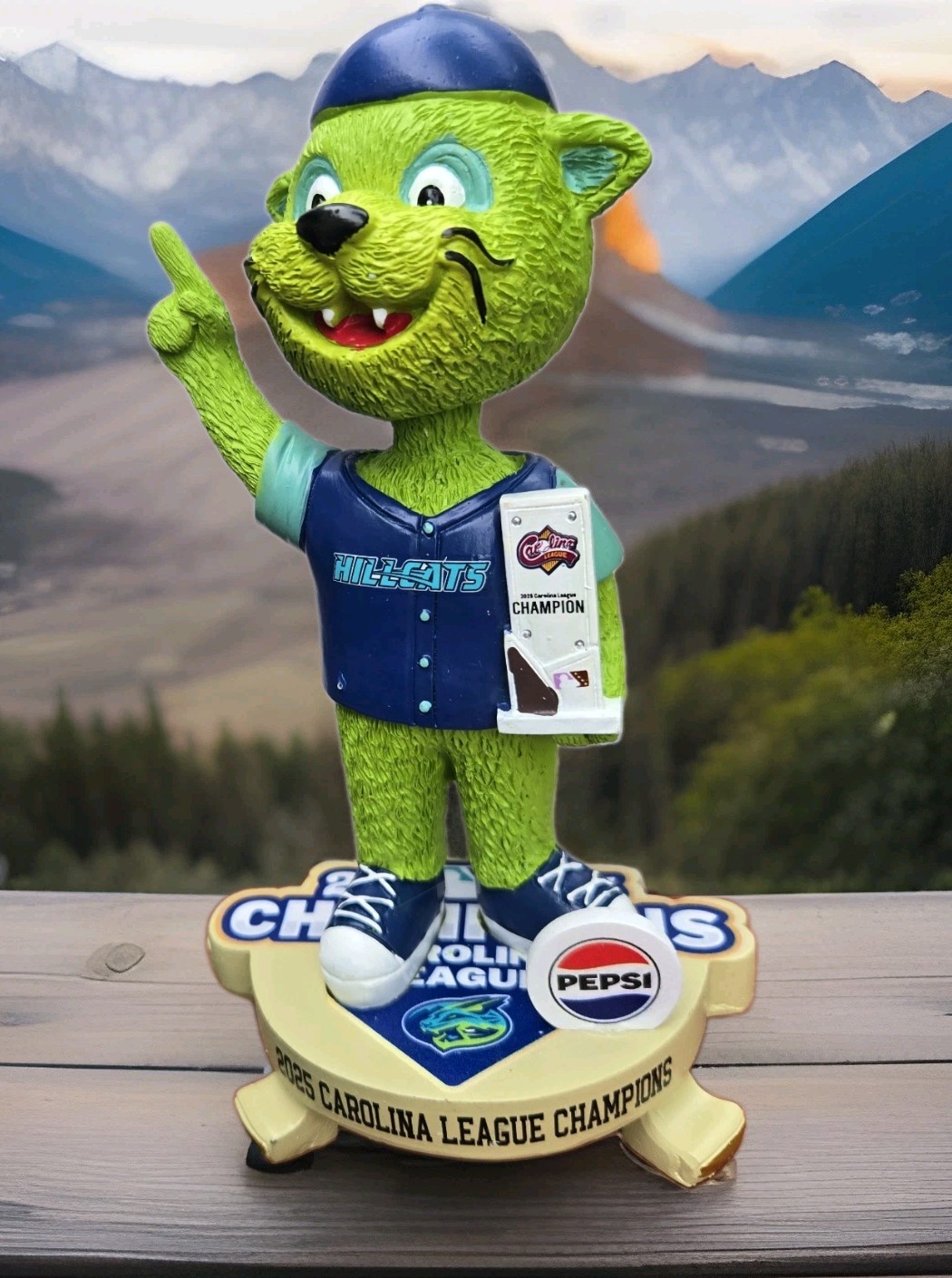 Lynchburg Hillcats SGA Southpaw Mascot Bobblehead 2025 Championship 7/24/26 NEW 