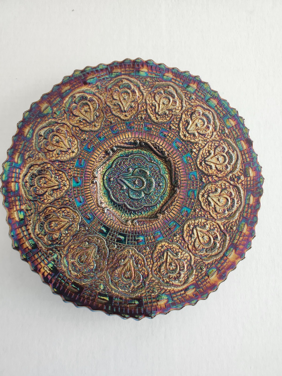 Fenton Dark Amethyst Carnival Original Formula Persian MedallionFooted Plate Fenton Dark Amethyst Carnival Original Formula Persian MedallionFooted Plate