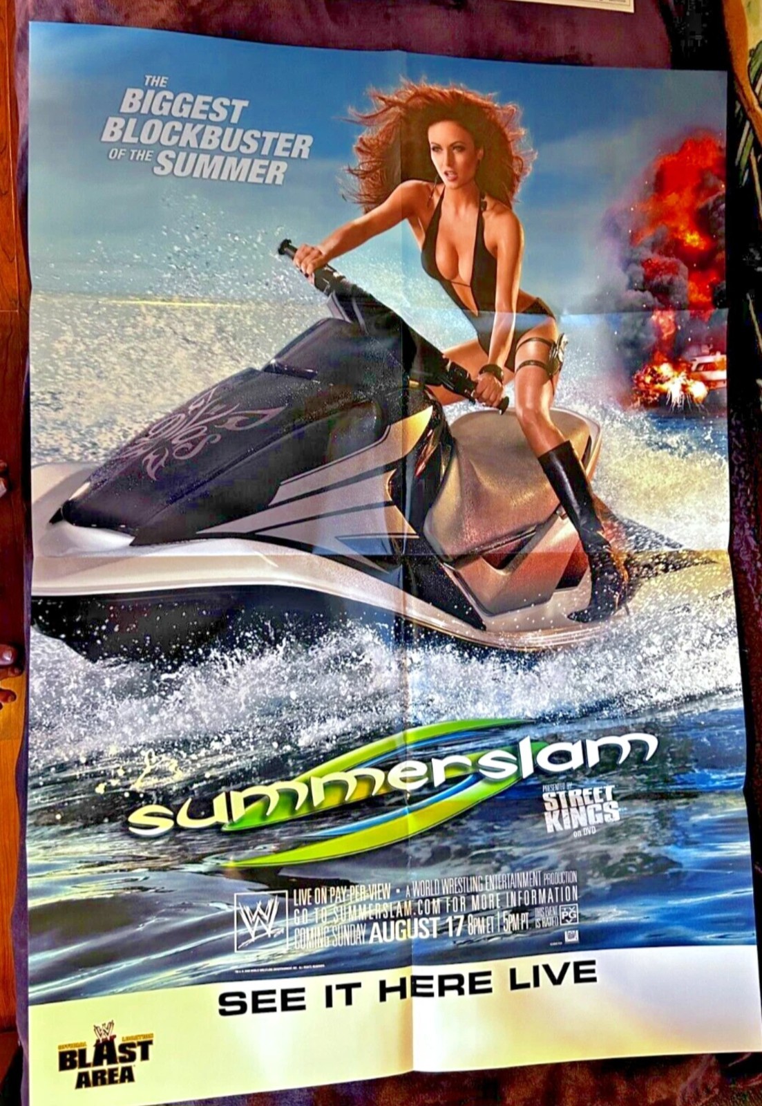 WWE SummerSlam 2008 Poster 39x27. Maria Kanellis. Rare Vintage AEW ROH Wrestling