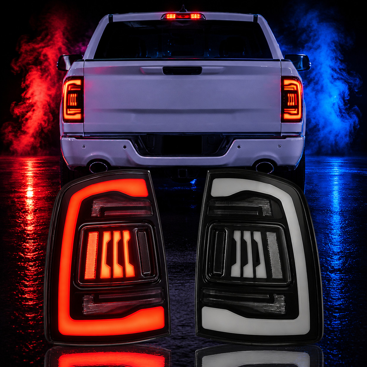 Tail Lights For 2019-23 Ram 2500 3500 FULL LED CLEAR Start Animation VLAND Pair Tail Lights For 2019-23 Ram 2500 3500 FULL LED CLEAR Start Animation VLAND Pair