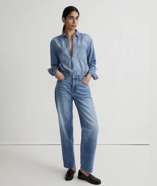 Madewell The Slouchy Boyjean Light Wash Distressed Denim Jeans Size 23