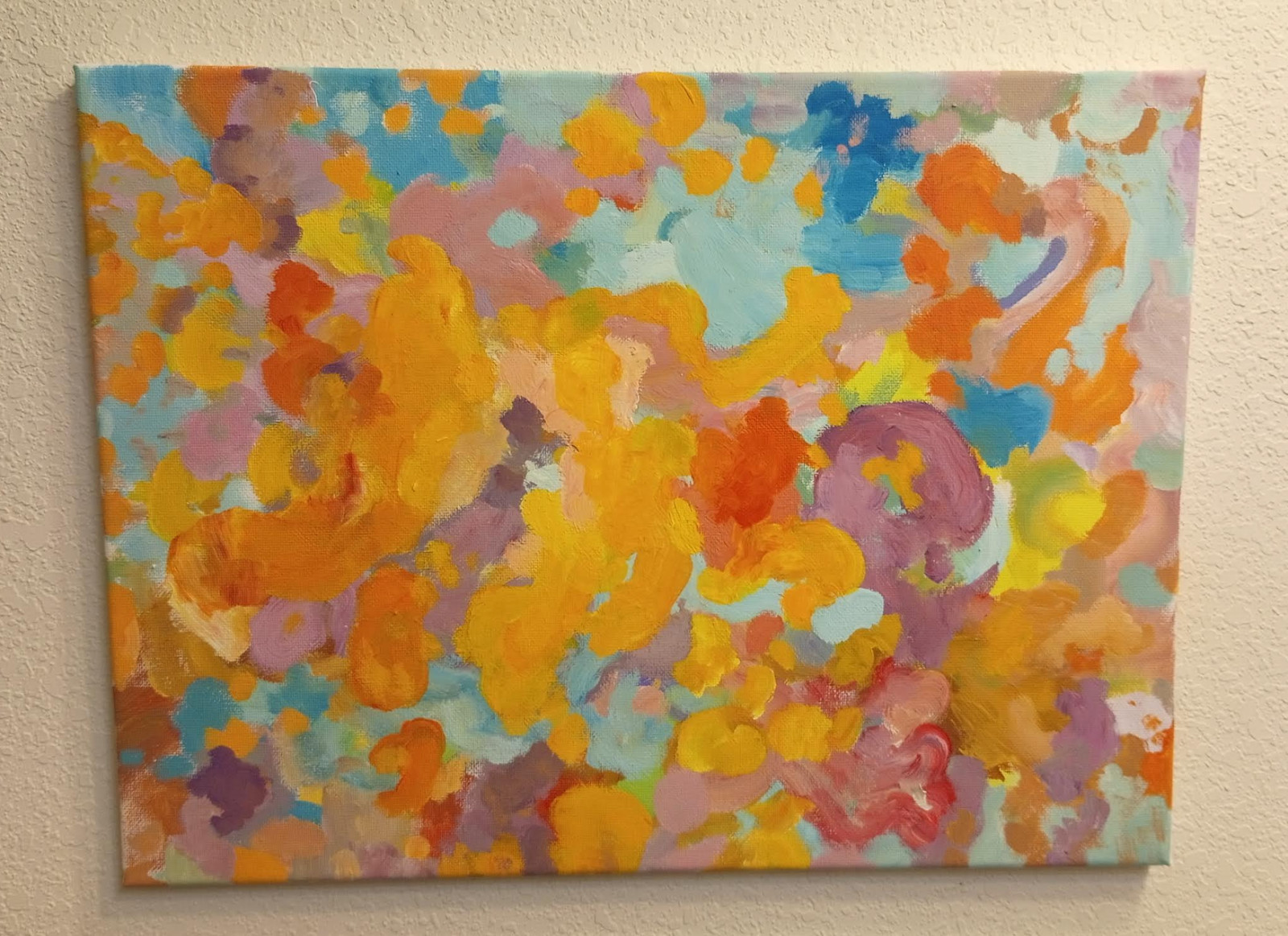 Original abstract acrylic painting on canvas One of a kind Hen on a hot plate