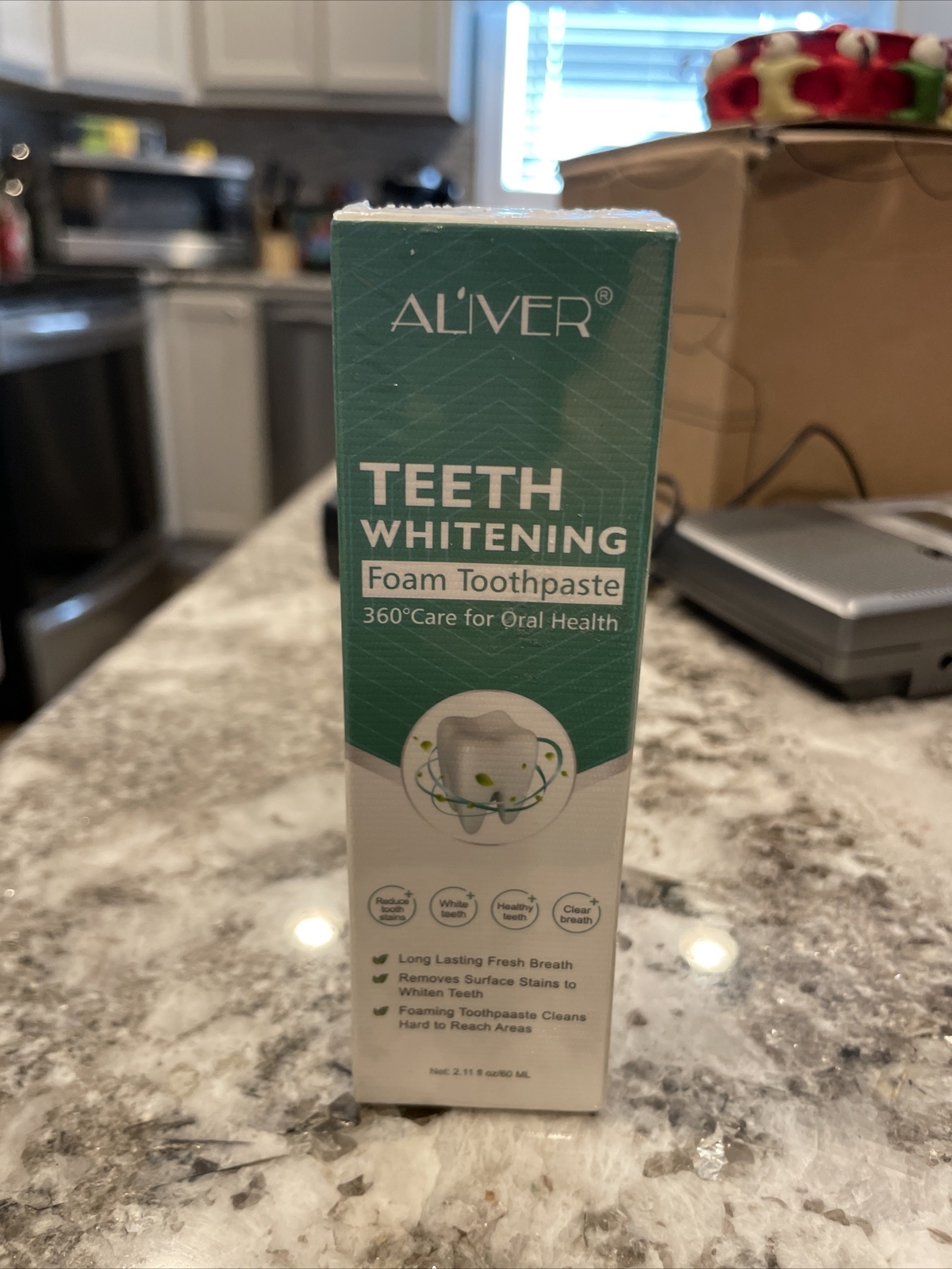 ALIVER Professional Teeth Whitening Foam Toothpaste 2.11 oz. Exp 3/2024
