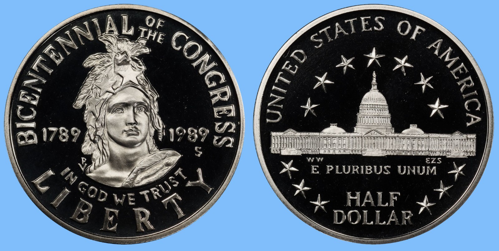 1989 S CONGRESS Commemorative ~ PROOF GEM CAMEO Half Dollar ~ BU 50c 1989 S CONGRESS Commemorative ~ PROOF GEM CAMEO Half Dollar ~ BU 50c