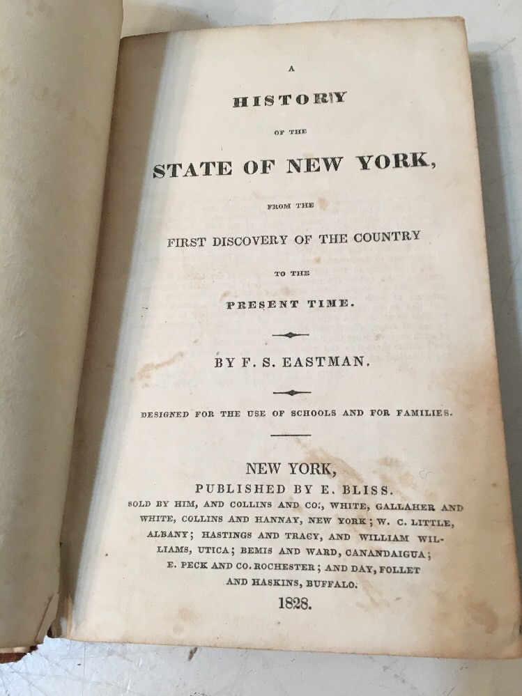 Antique 1828 History Of The State Of New York Book Eastman
