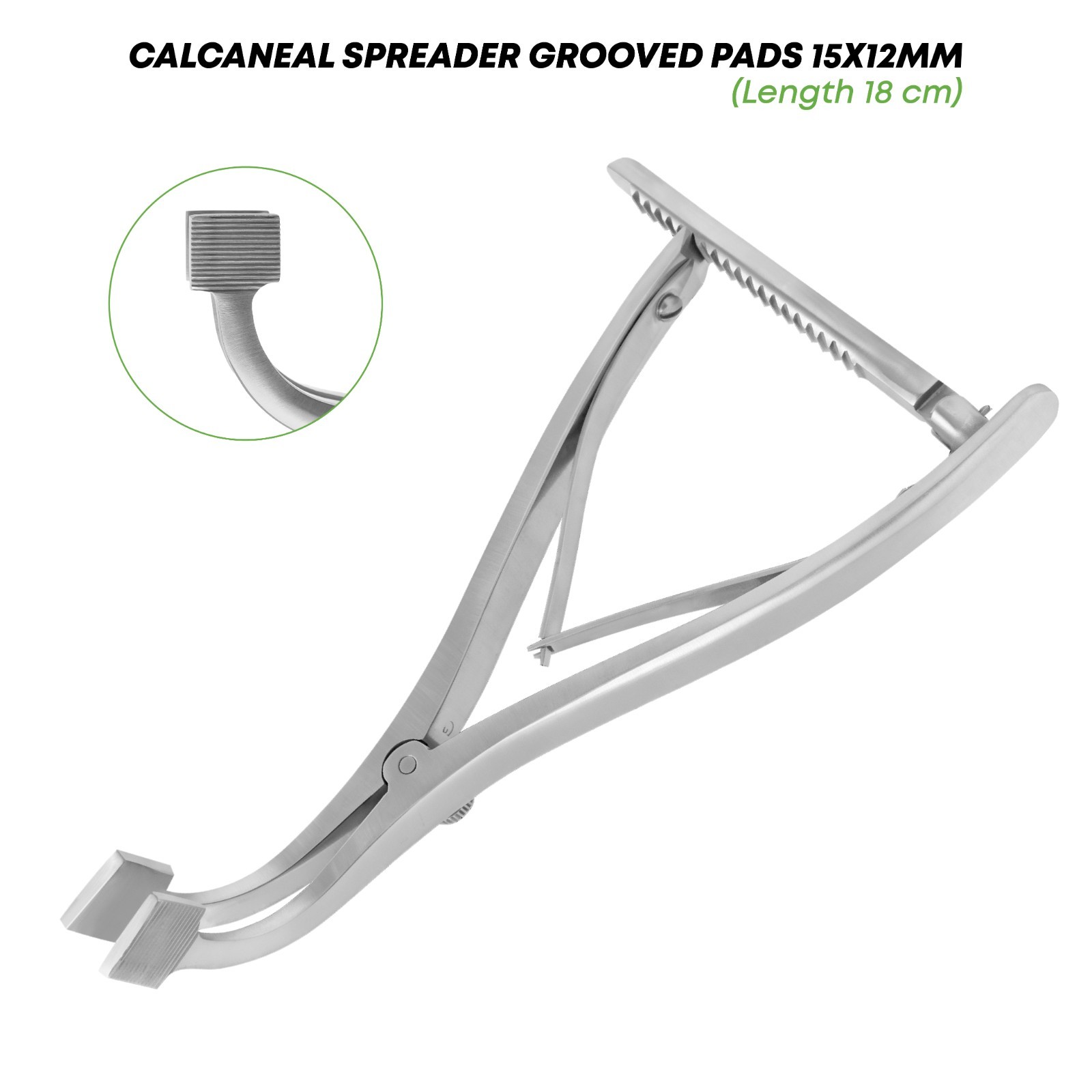 Calcaneal Spreader Grooved Pads 15 x 12 mm Stainless Steel Orthopedic Instrument Calcaneal Spreader Grooved Pads 15 x 12 mm Stainless Steel Orthopedic Instrument