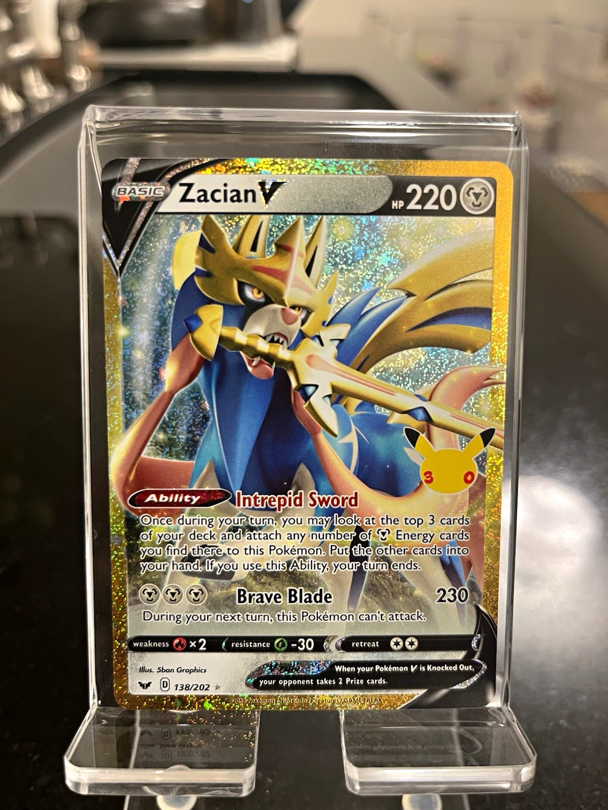 Pokemon TCG Zacian V 138/202 30th Celebration Secret Rare Holo - NM