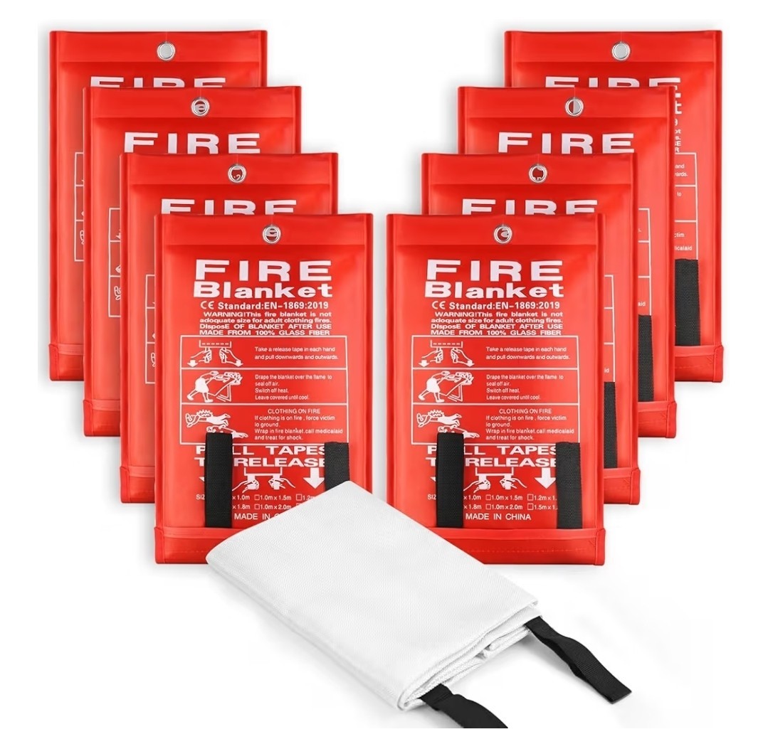 ONE x LARGE FIRE BLANKET Fiberglass Emergency Home Retardant Prepared 1.2m x1.2m