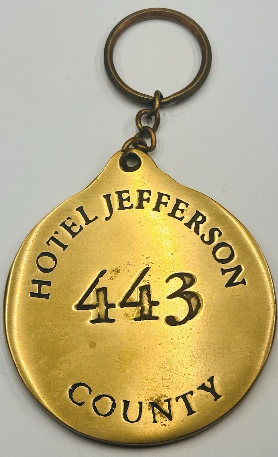 Hotel Jefferson County 4 Ounce Chunky Brass Hotel Room Key #443 Fob