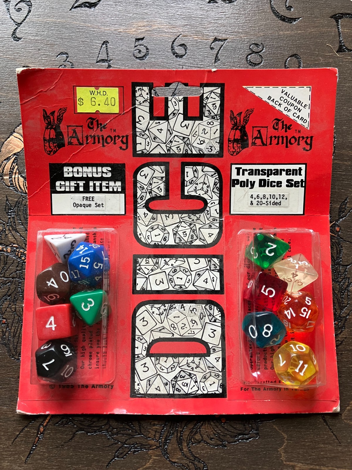 1984 RARE IN ORIGINAL BOX Armory Transparent Dice Pack with Bonus Opaque Pack