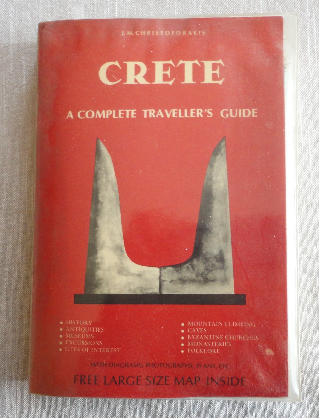Vtg Crete A Complete Traveller\'s Guide 2nd Ed JM Christoforakis Red Horn Cover