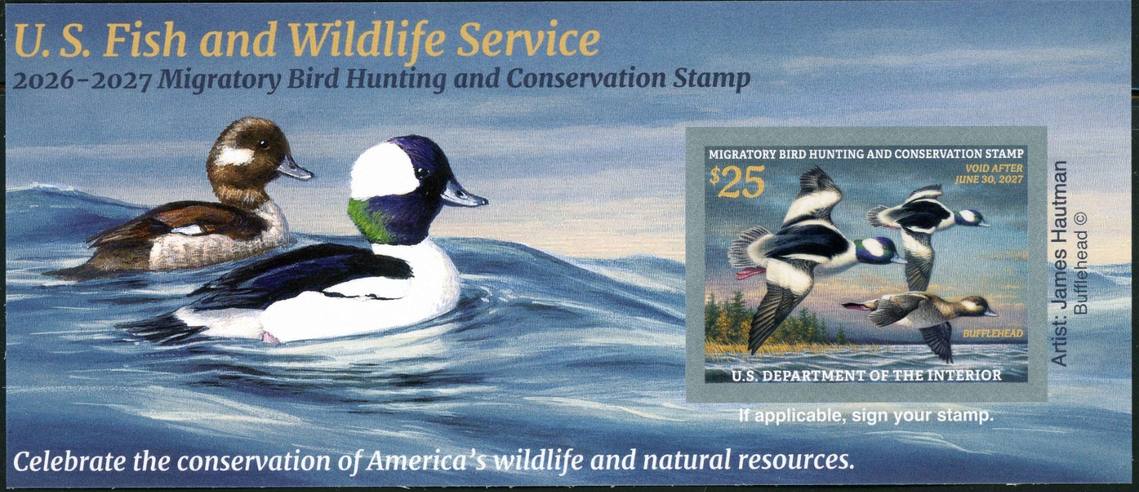 RW93A 2026  -  Federal Duck Stamp  WELL CENTERED MINT NH JAMES HAUTMAN