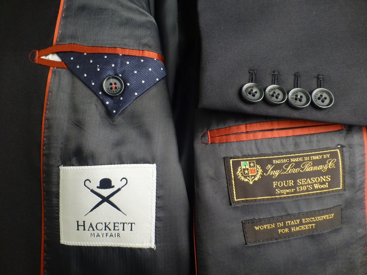Hackett Mayfair Blazer 40R Loro Piana Black Jacket Super130 Romania
