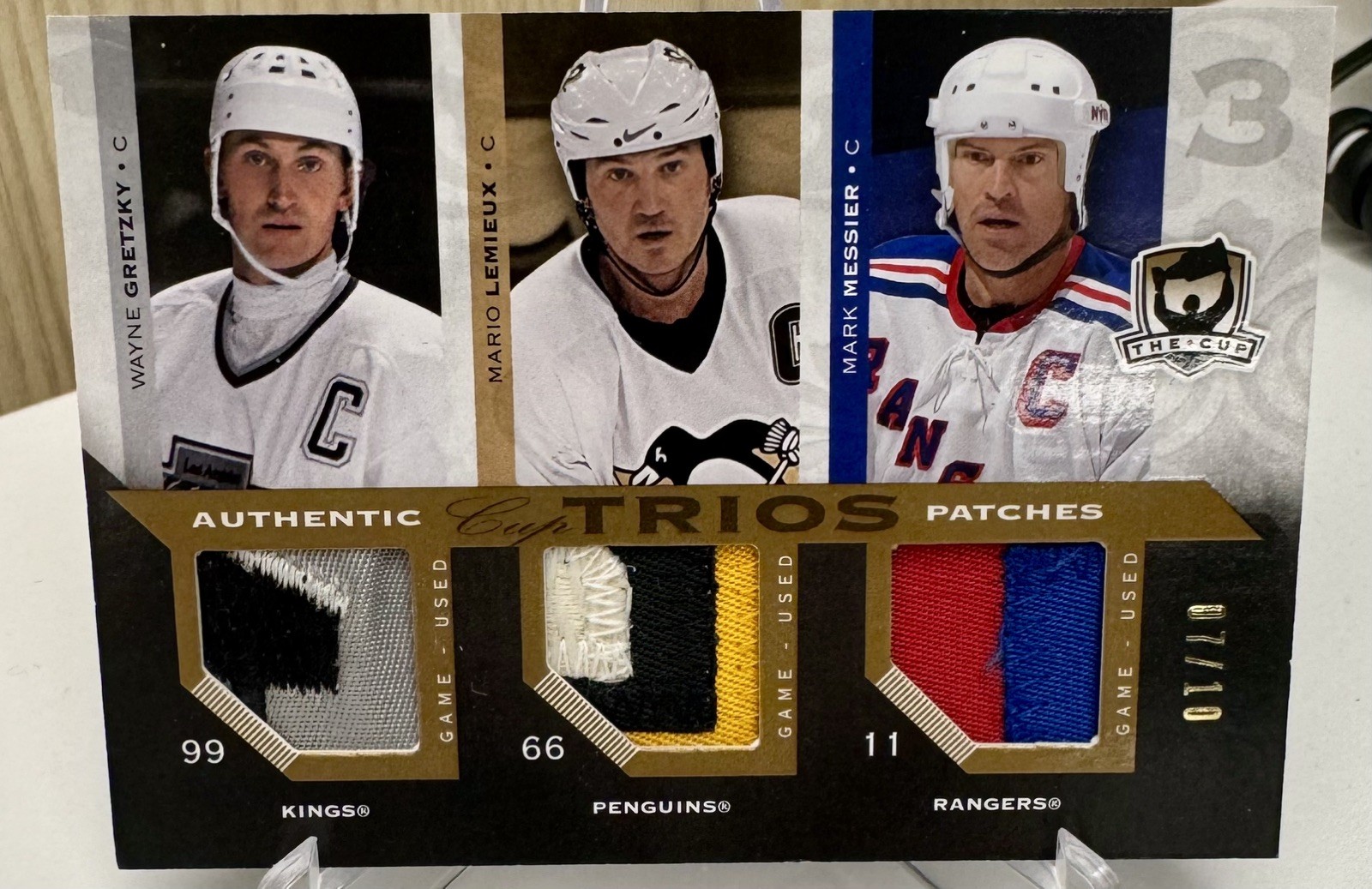 2007-08 Upper Deck The Cup Trios Patches /10 Wayne Gretzky, Lemieux, Messier