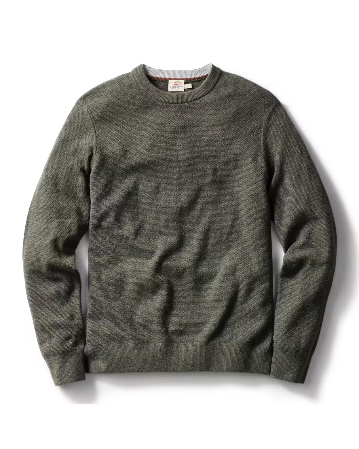 $172 Faherty Brand Jackson Crew Sweater In Forest Grove Green Size Medium