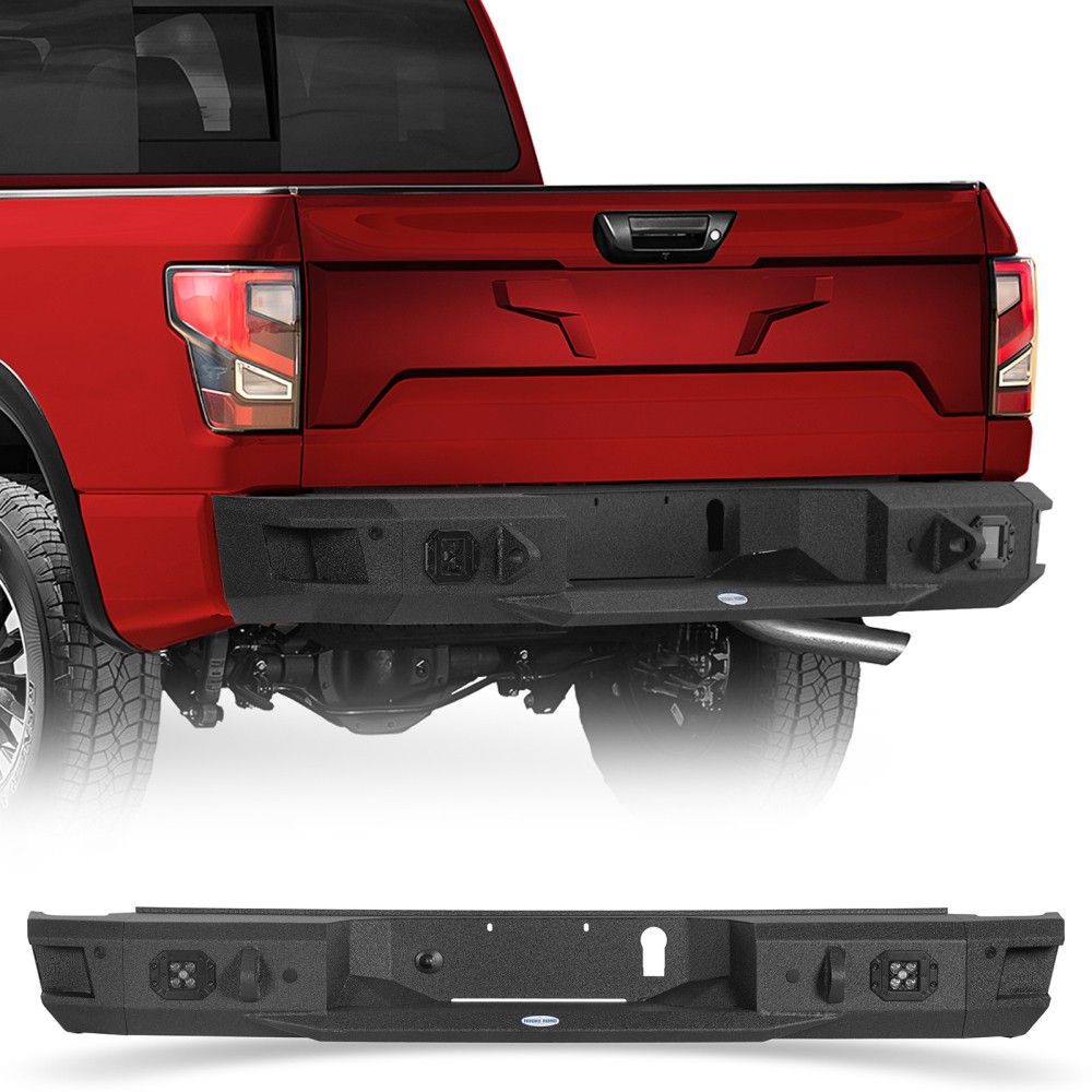 Black Steel Rear Bumper for Nissan Titan 2017 2018 2019 2020 2021 2022 2023 2024