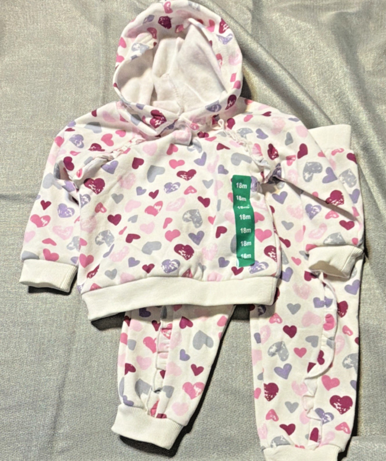 Kids Headquarters Girls White Pink Heart Hoodie & Pants Set Knit Cotton 18M NWT Kids Headquarters Girls White Pink Heart Hoodie & Pants Set Knit Cotton 18M NWT