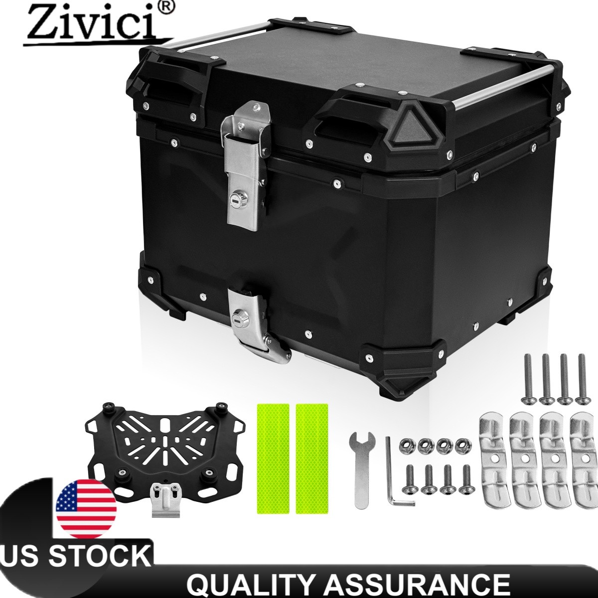 Aluminum Trunk 55L Motorcycle Top Case Waterproof Luggage Storage Tour Tail Box Aluminum Trunk 55L Motorcycle Top Case Waterproof Luggage Storage Tour Tail Box