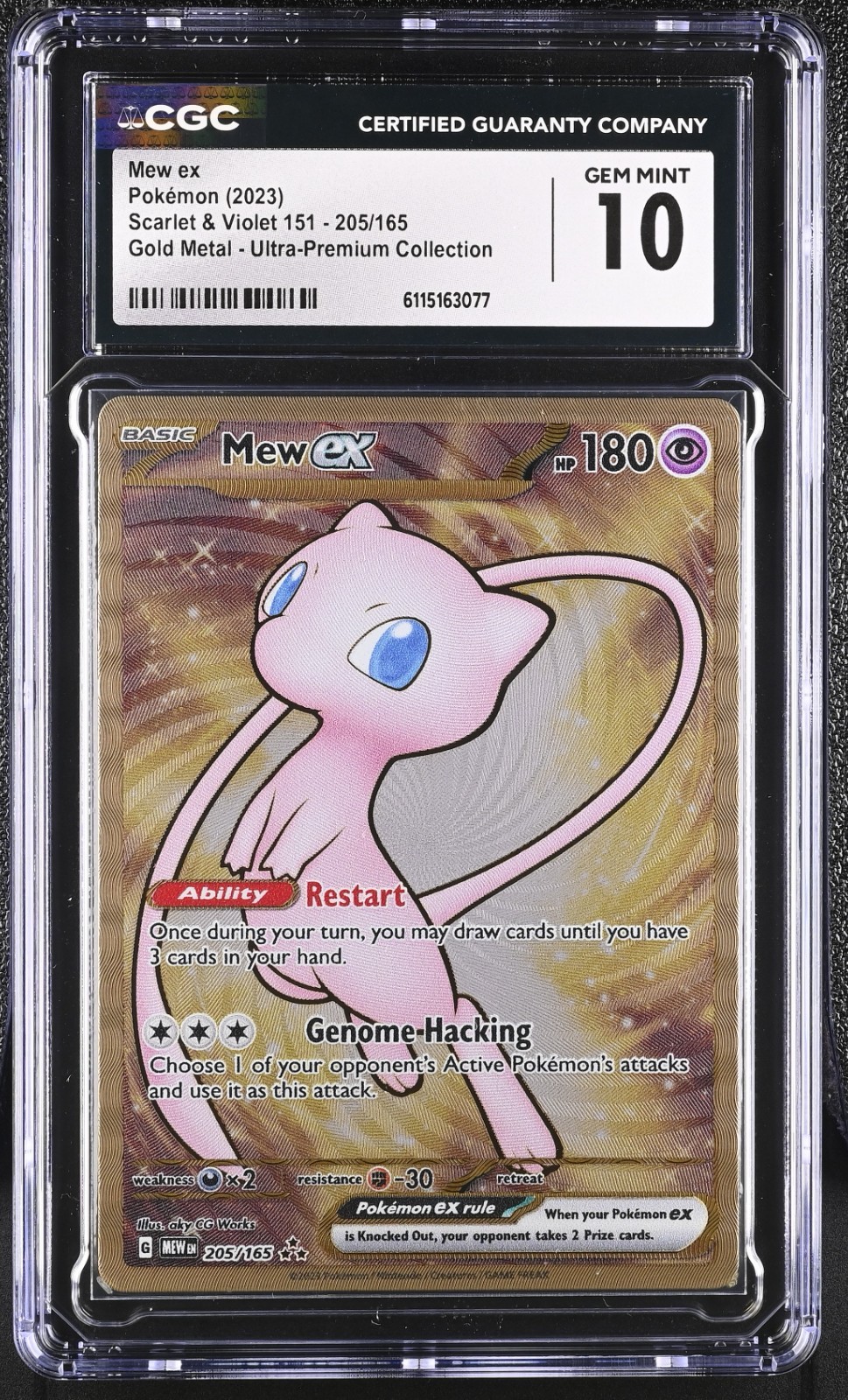 2023 Pokemon 151 Ultra Premium Collection #205 Mew Ex Gold Metal - Mint CGC 10