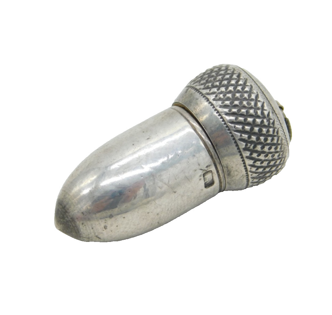 Victorian Sterling Silver Novelty Acorn Form Cigarette Holder Case Antique c1880
