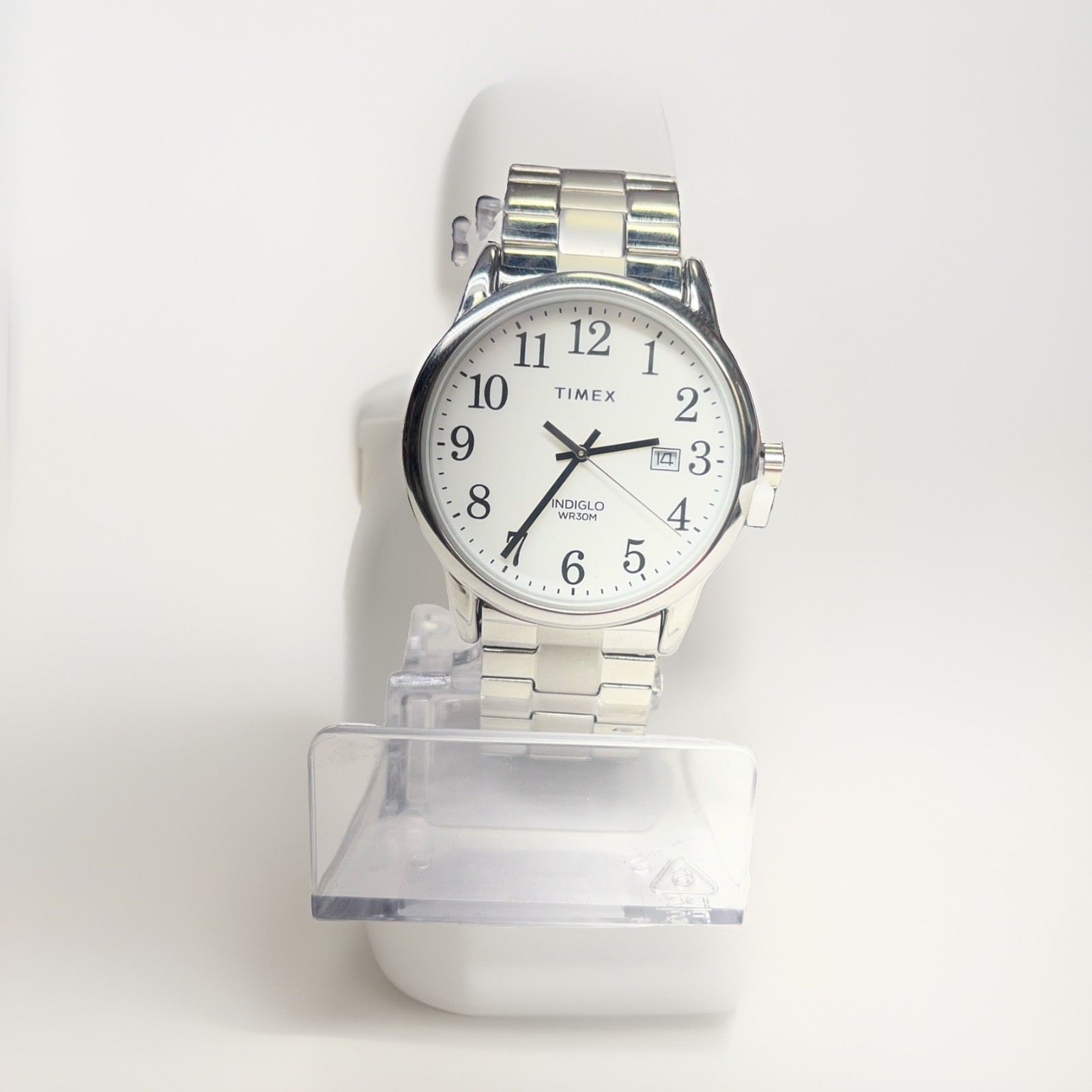 Timex Indiglo Men\'s Silver Stainless Steel Quartz Analog Watch Date 30M. No Box
