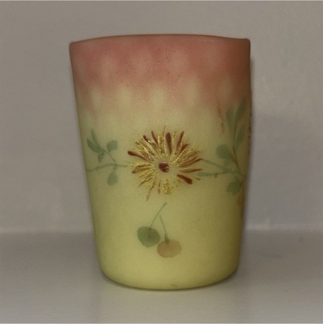 Mt Washington Burmese Glass Diamond Quilted Square Top Toothpick Holder 1885