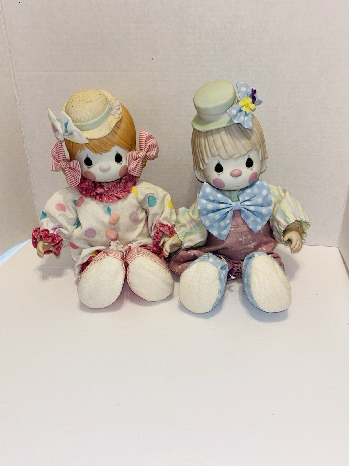 RARE Vintage Precious Moments Clown Dolls Pair Bong Bong 100455 & Candy 1986 LE