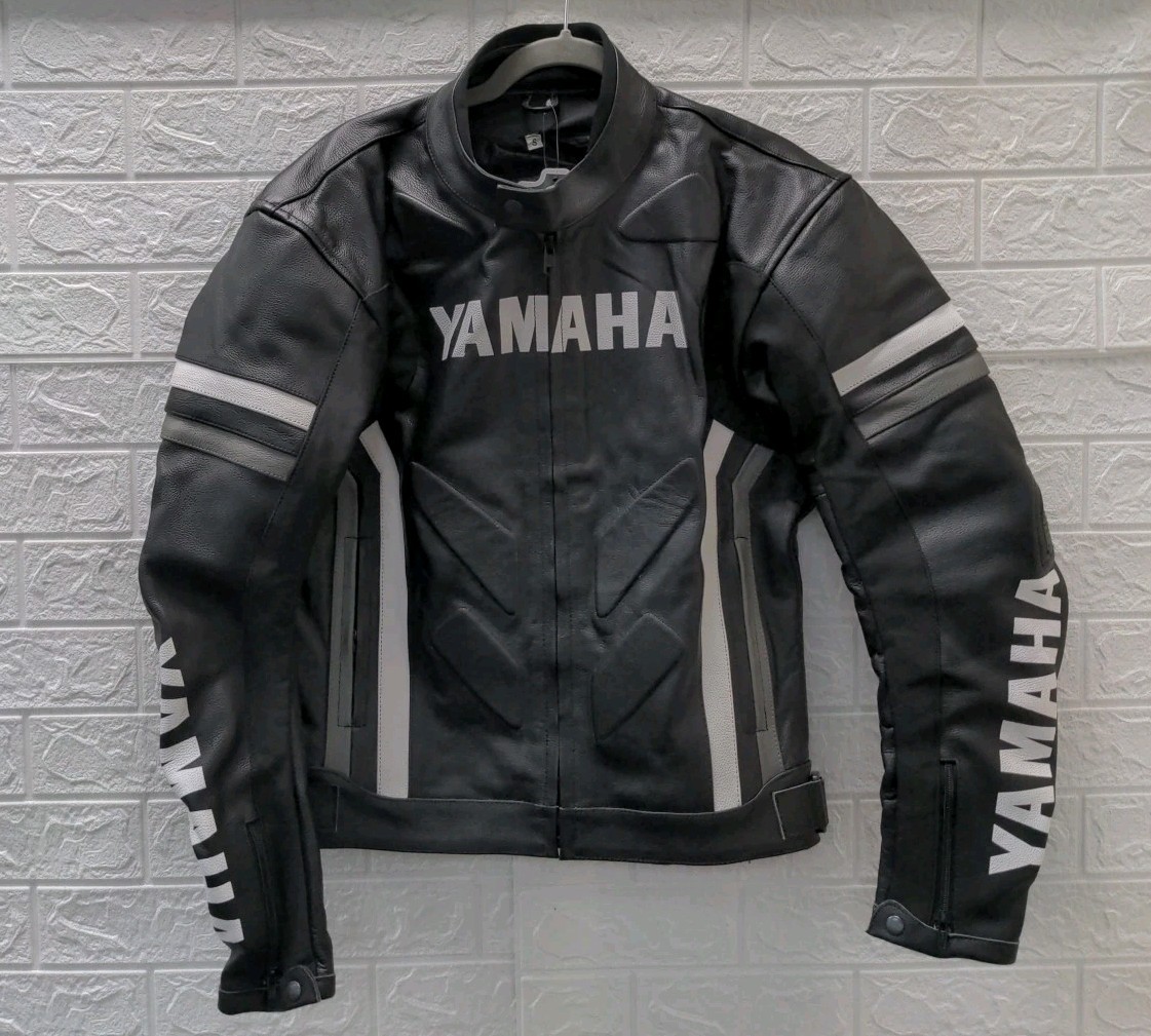 New Yamaha Racing Motorbike Leather Jacket Unisex Pure Cow Hi Leather Size S