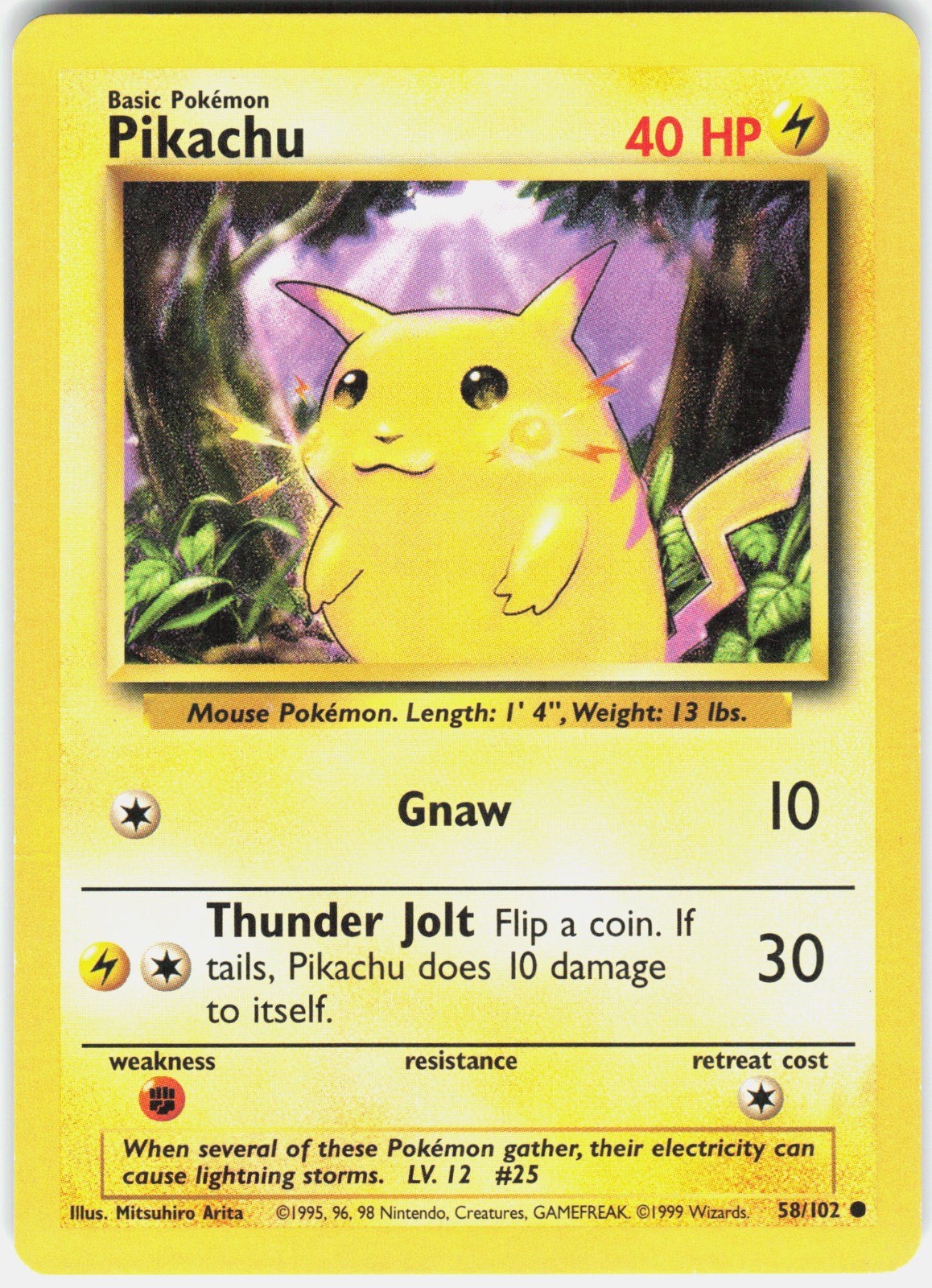 Pikachu Common Base Set 058/102 MP Pikachu Common Base Set 058/102 MP