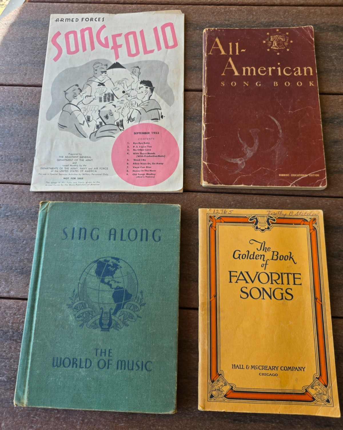 Lot of 4 vintage Song Books 1941-1953 Armed Forces All American Golden Book Lot of 4 vintage Song Books 1941-1953 Armed Forces All American Golden Book