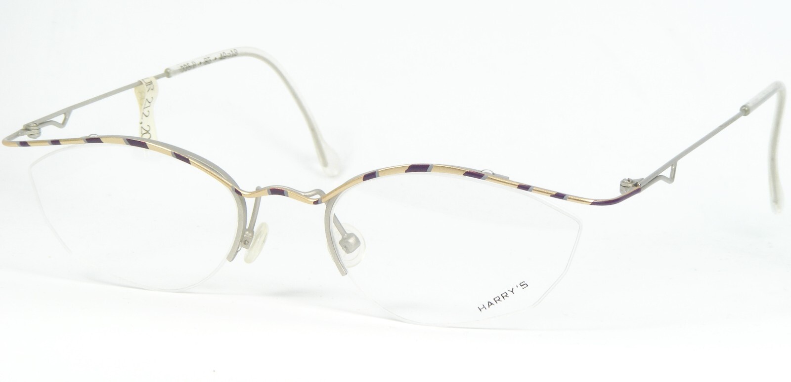 Vintage HARRY'S 225B 85 PALE GOLD /PLUM /GREY EYEGLASSES GLASSES 49-18-145mm