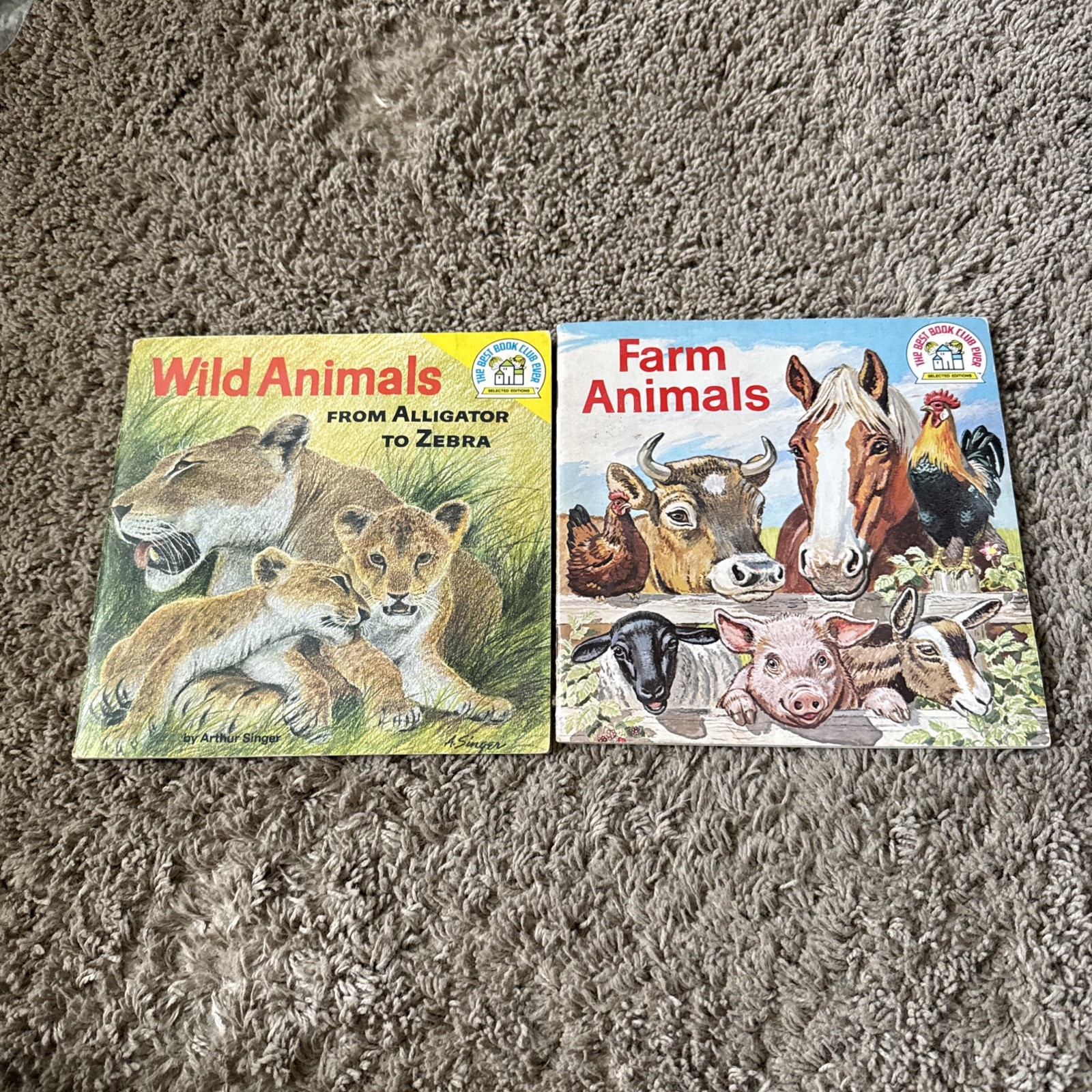 Vintage 1973 Wild Animals & 1978 Farm Animals Random House Book Lot Singer Helwe