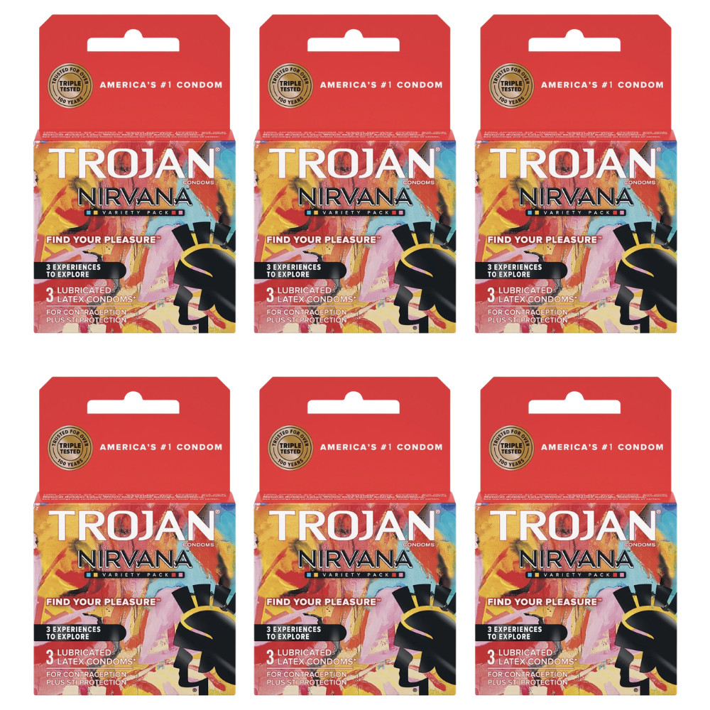 Trojan Nirvana Lubricated Condom - 3 Count per Box / 6 Boxes /18 Condoms