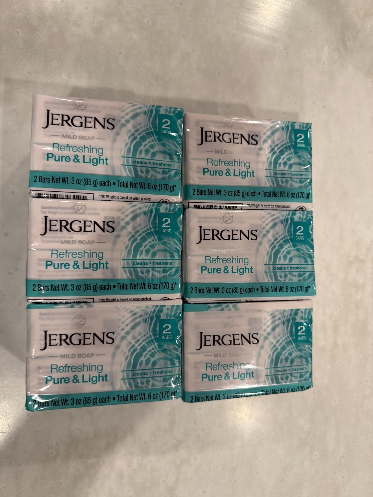 Jergens Mild Soap, Refreshing Pure And Light, 6x (2pks) 12 bars total 3 Oz Jergens Mild Soap, Refreshing Pure And Light, 6x (2pks) 12 bars total 3 Oz
